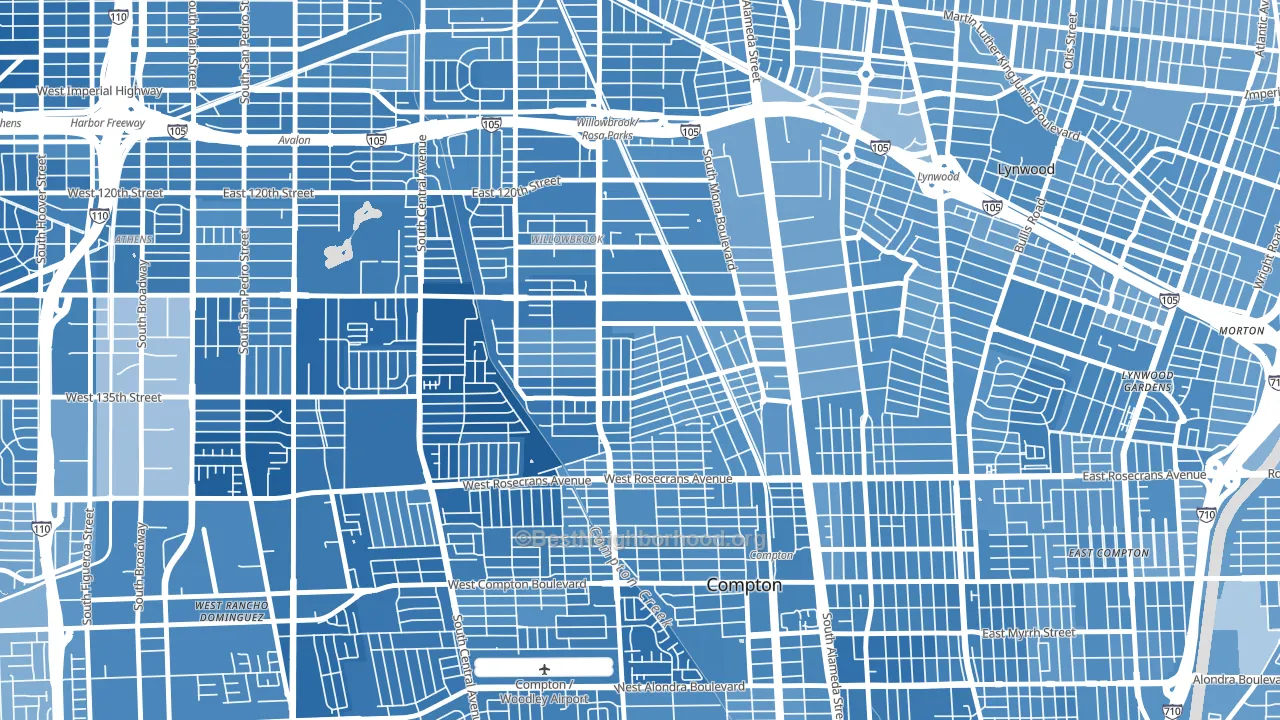 90222, CA block-group political-lean map