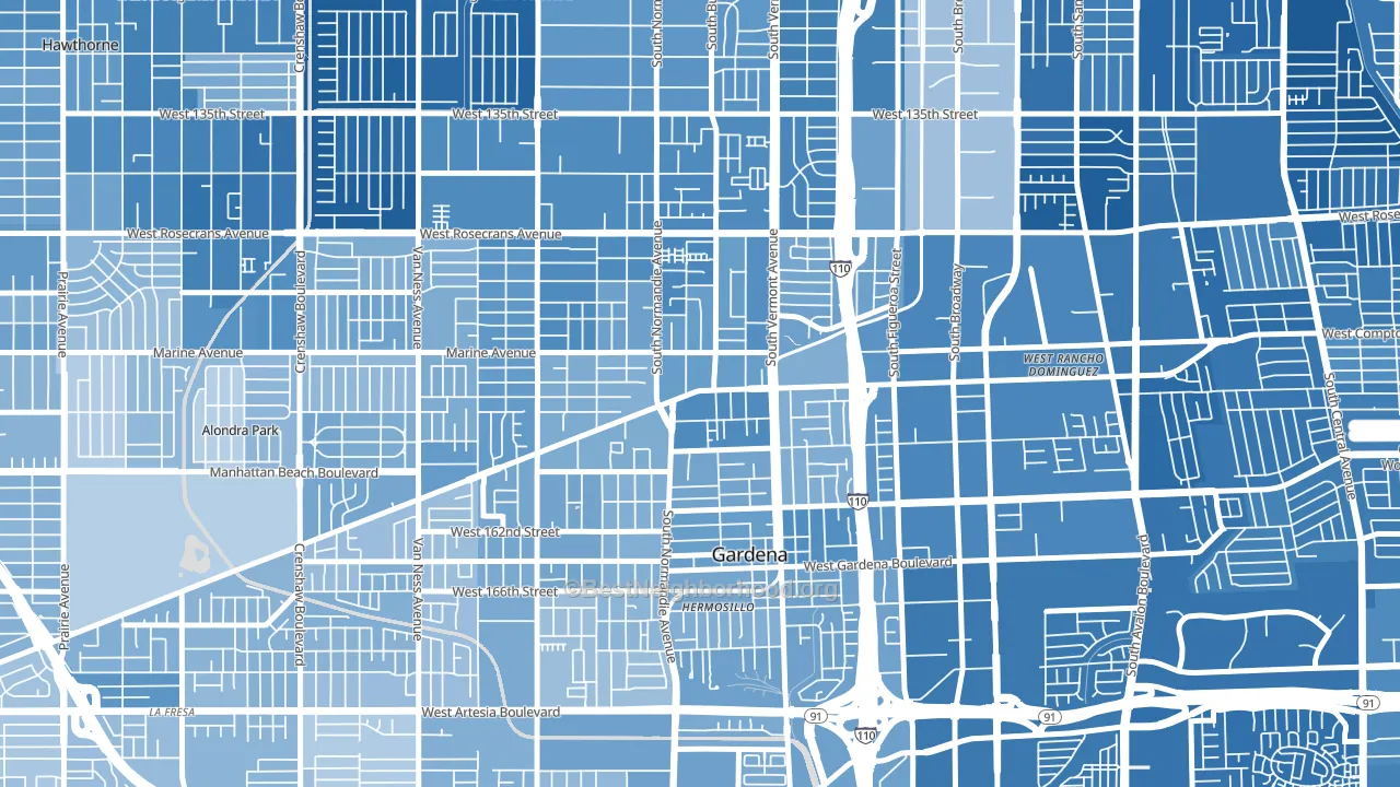 90247, CA block-group political-lean map