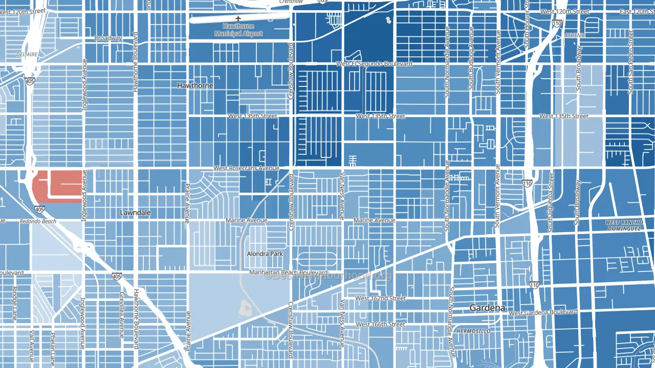 90249, CA block-group political-lean map