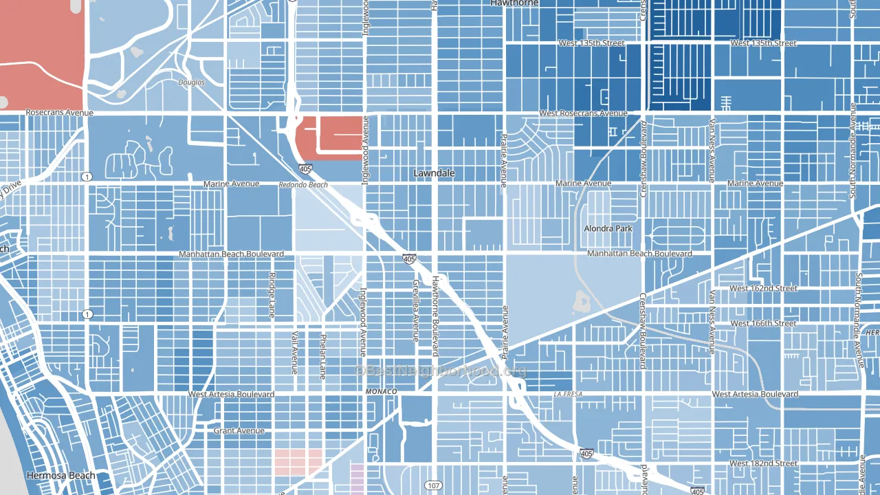 90260, CA block-group political-lean map