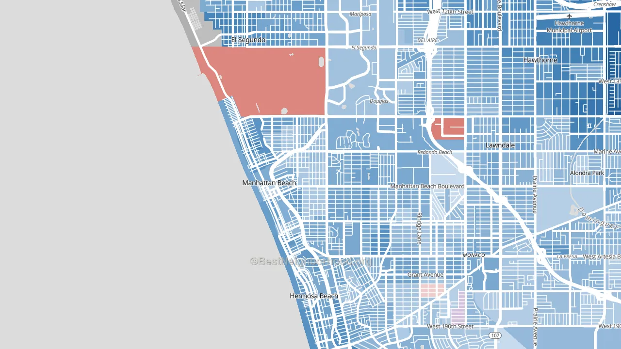 90266, CA block-group political-lean map