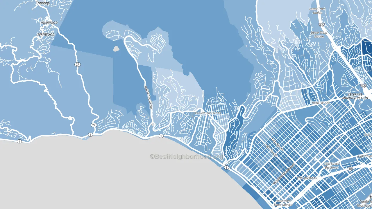 90272, CA block-group political-lean map