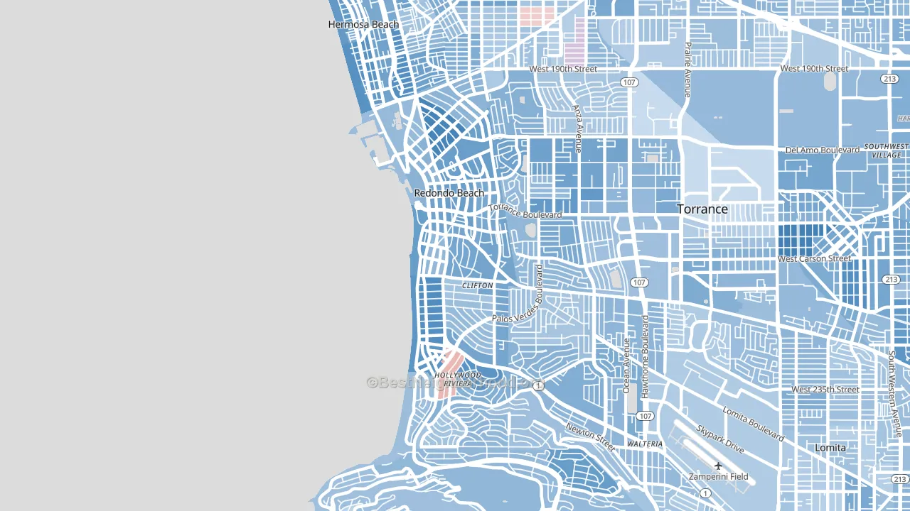 90277, CA block-group political-lean map