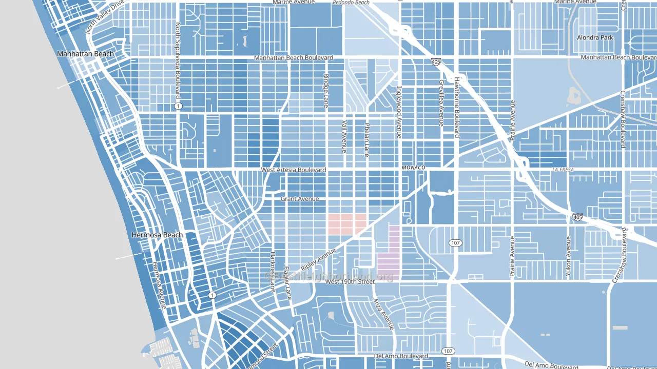90278, CA block-group political-lean map