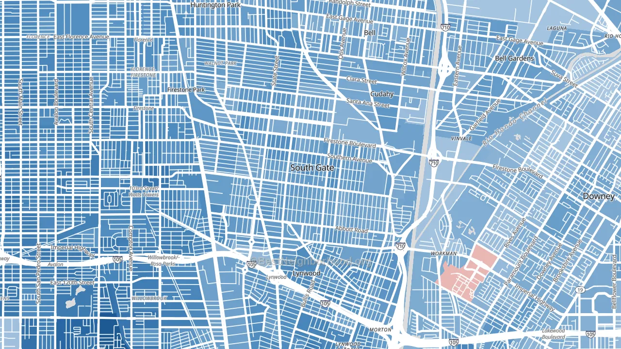 90280, CA block-group political-lean map
