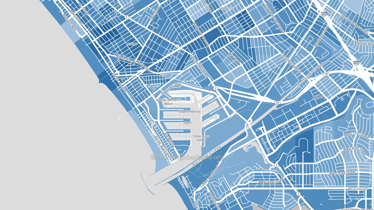 90292, CA block-group political-lean map