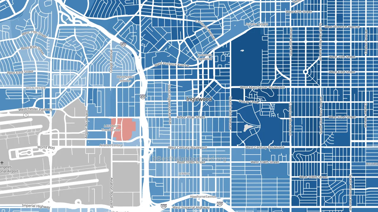 90301, CA block-group political-lean map