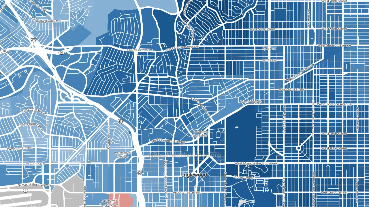 90302, CA block-group political-lean map