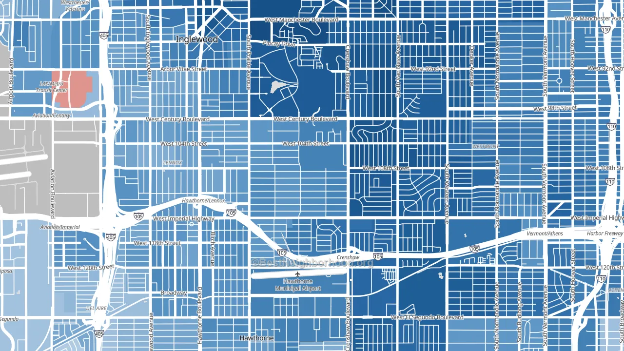 90303, CA block-group political-lean map