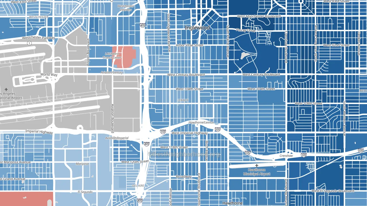 90304, CA block-group political-lean map