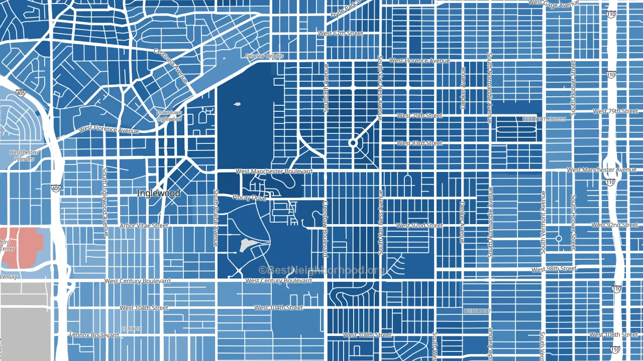 90305, CA block-group political-lean map