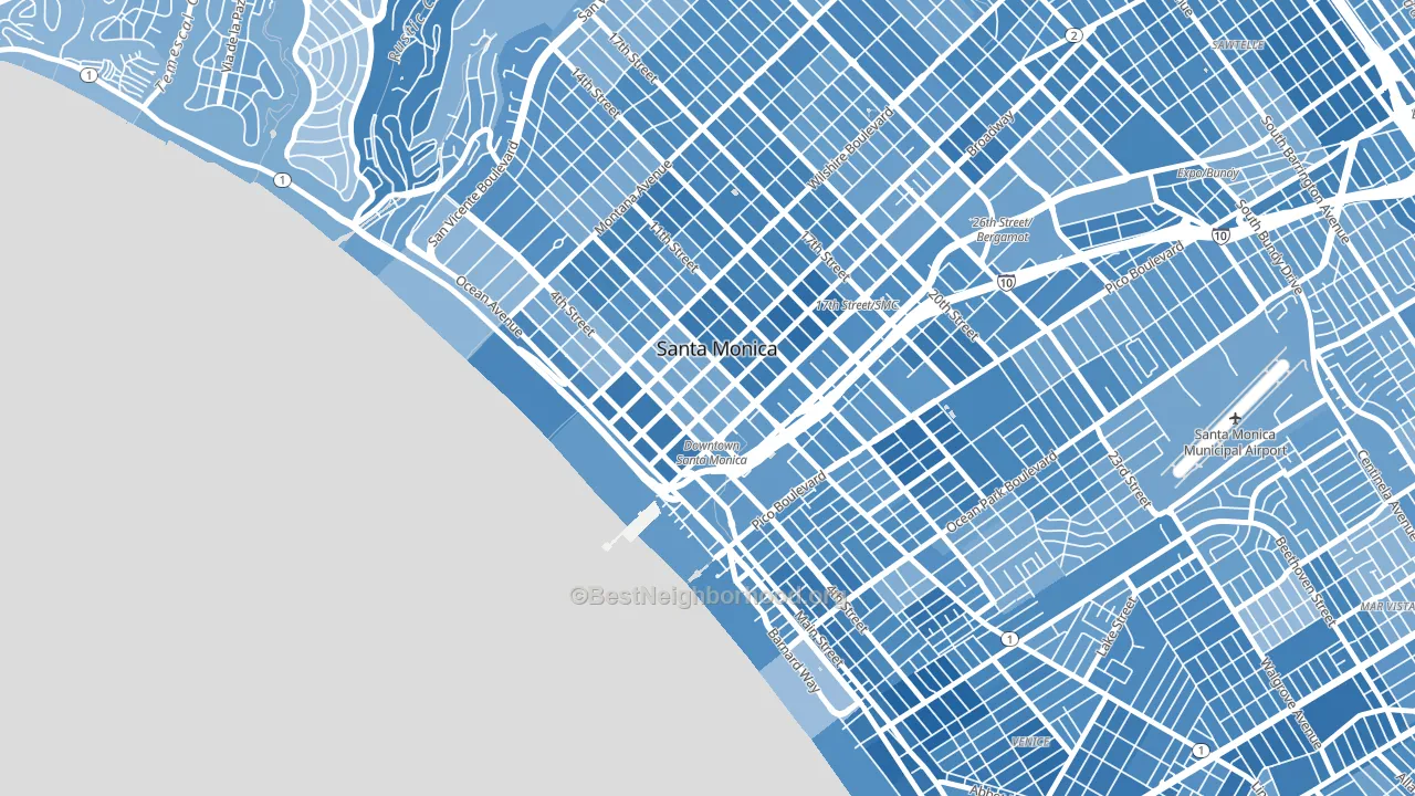 90401, CA block-group political-lean map