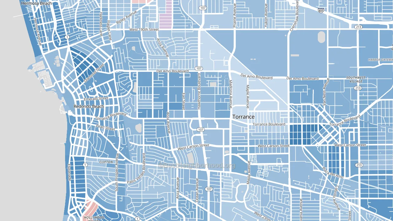 90503, CA block-group political-lean map