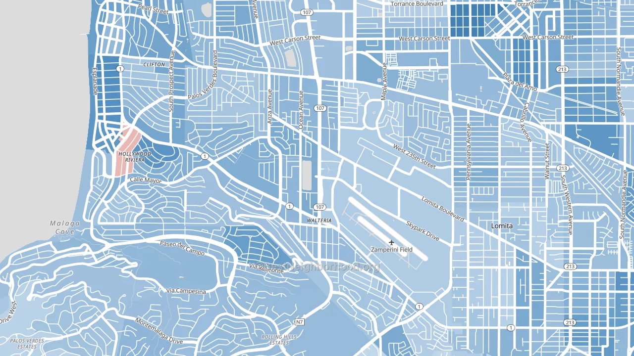 90505, CA block-group political-lean map