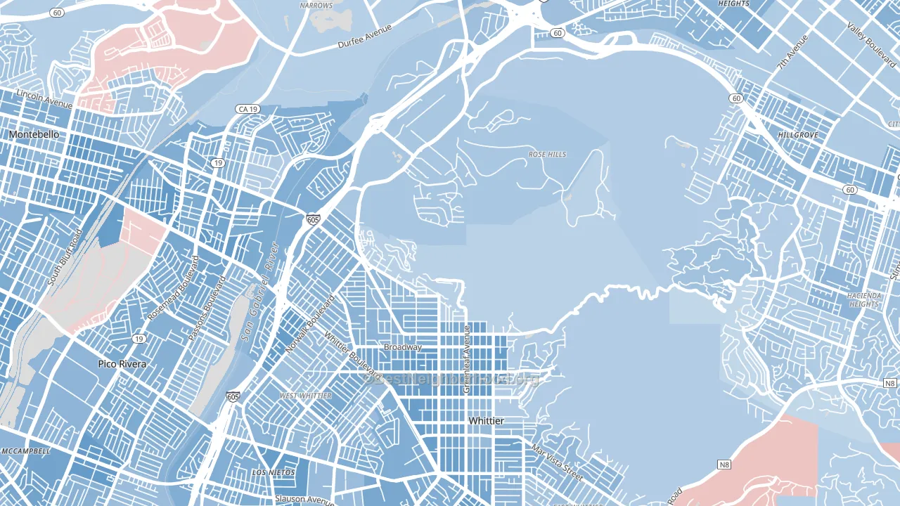 90601, CA block-group political-lean map