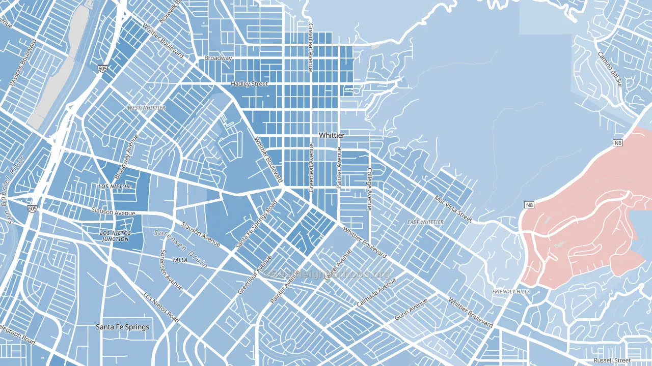 90602, CA block-group political-lean map