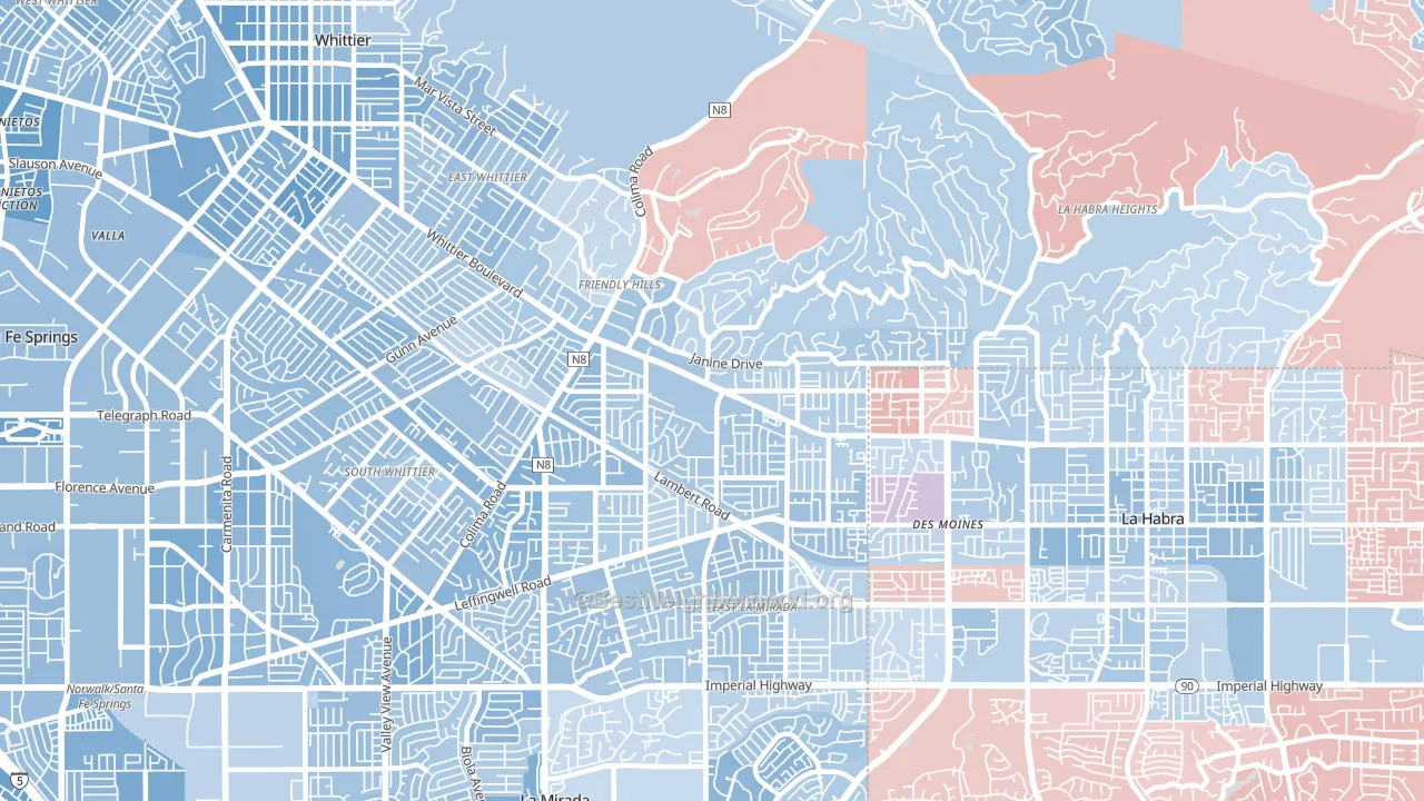 90603, CA block-group political-lean map