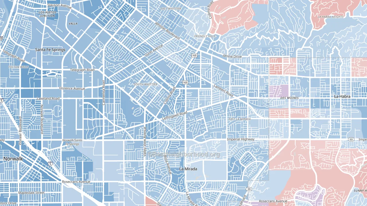 90604, CA block-group political-lean map