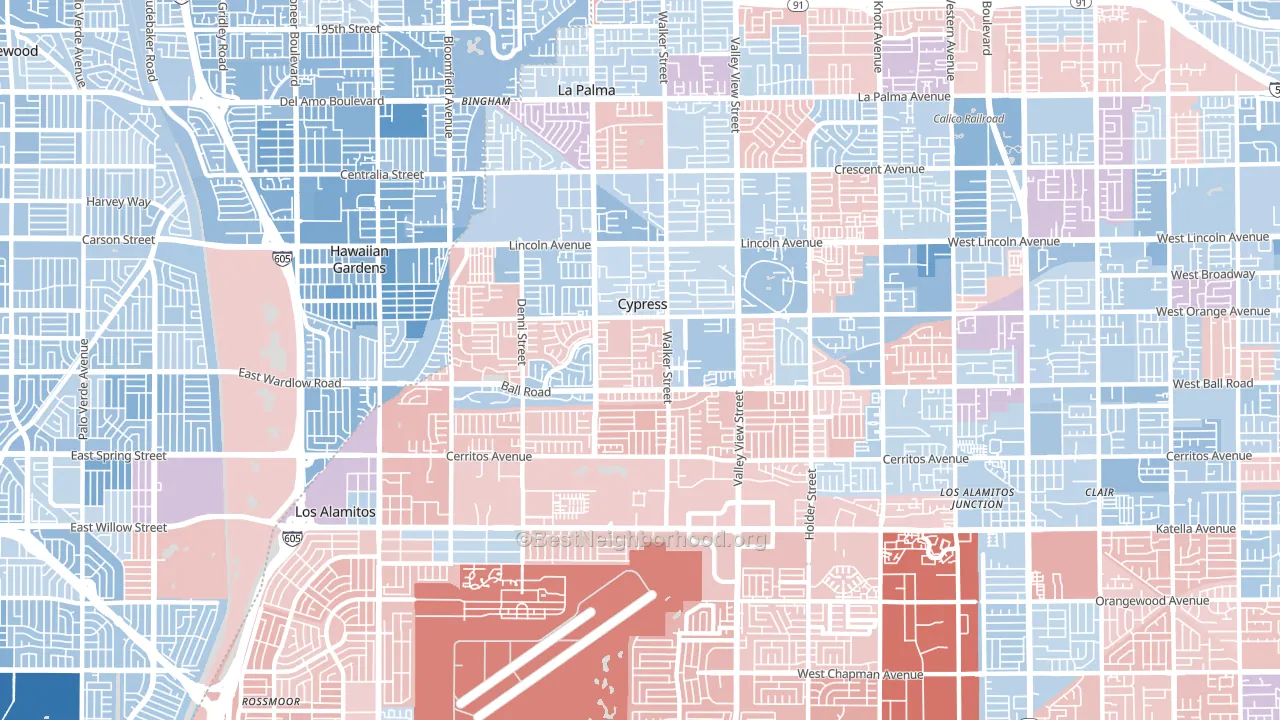 90630, CA block-group political-lean map