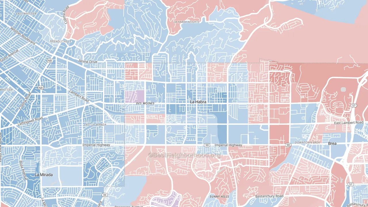 90631, CA block-group political-lean map