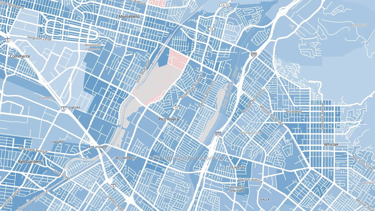 90660, CA block-group political-lean map
