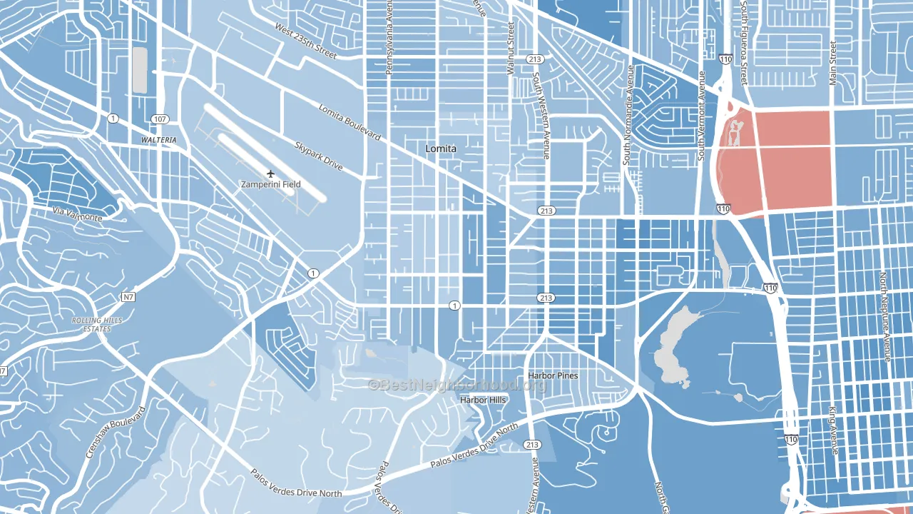 90717, CA block-group political-lean map