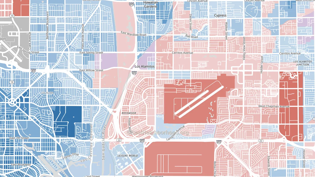 90720, CA block-group political-lean map