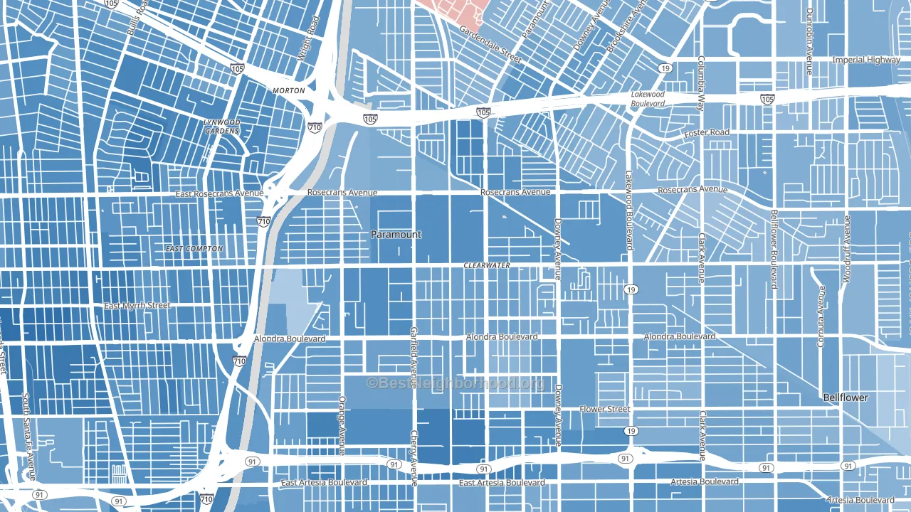 90723, CA block-group political-lean map