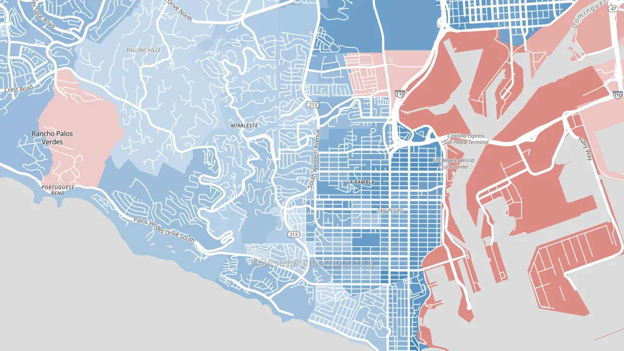 90732, CA block-group political-lean map