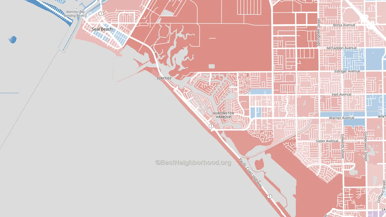 90742, CA block-group political-lean map