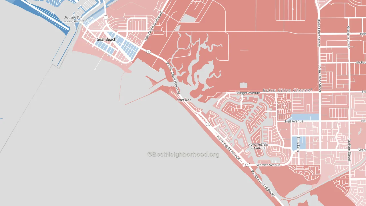 90743, CA block-group political-lean map