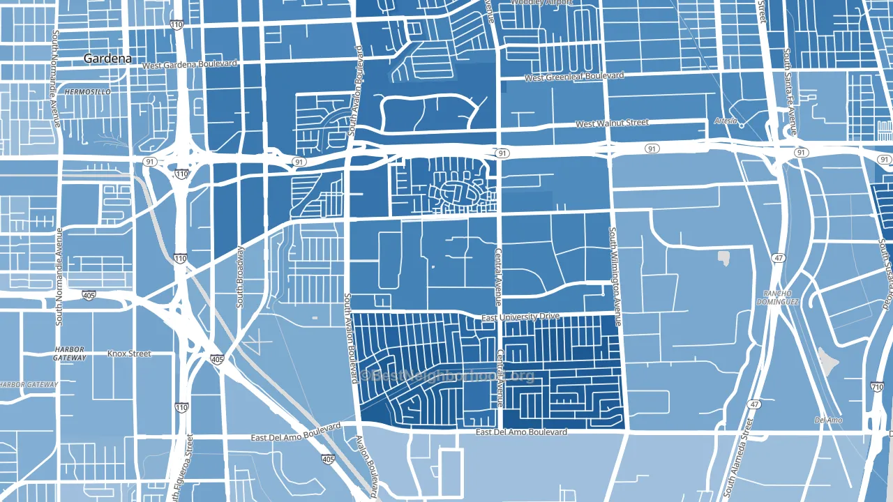 90747, CA block-group political-lean map