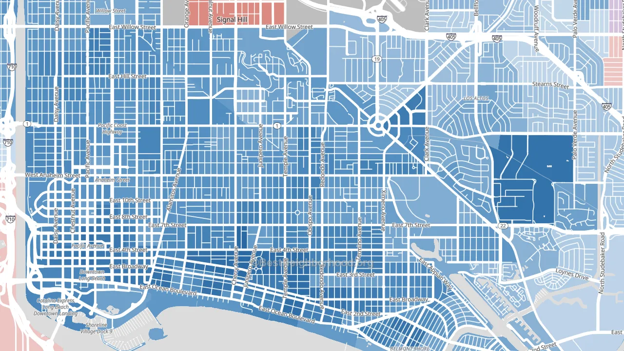 90804, CA block-group political-lean map