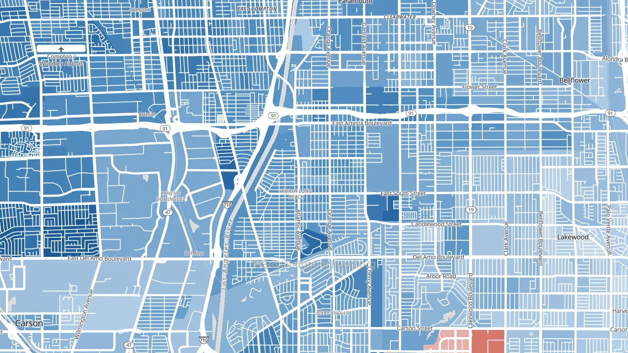 90805, CA block-group political-lean map