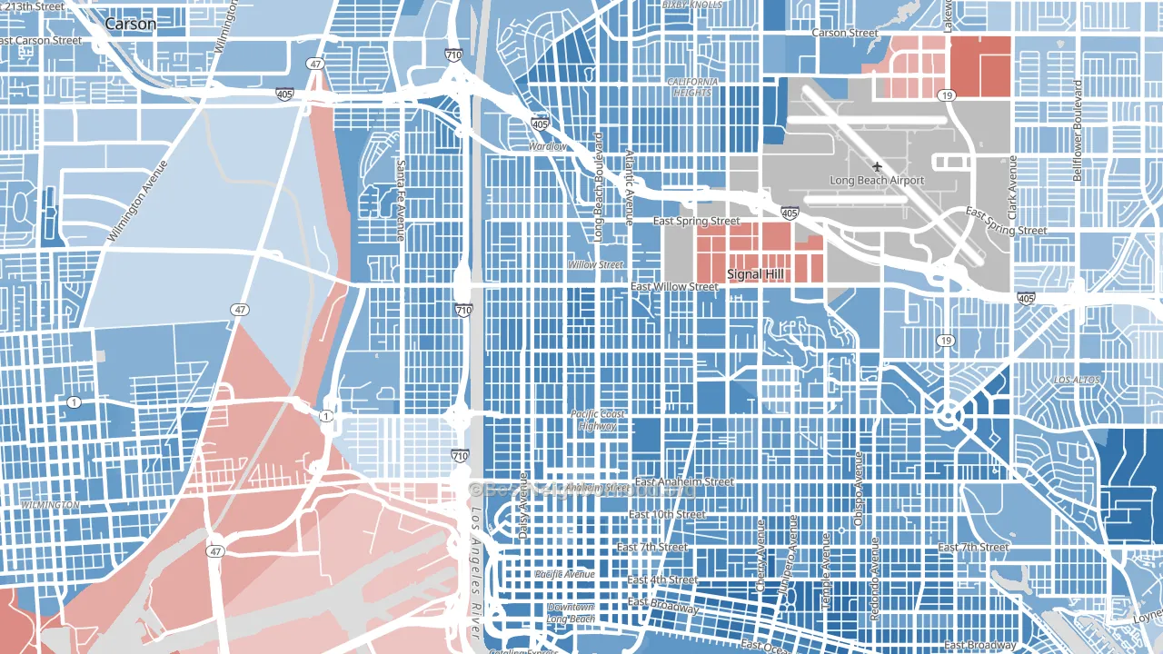 90806, CA block-group political-lean map