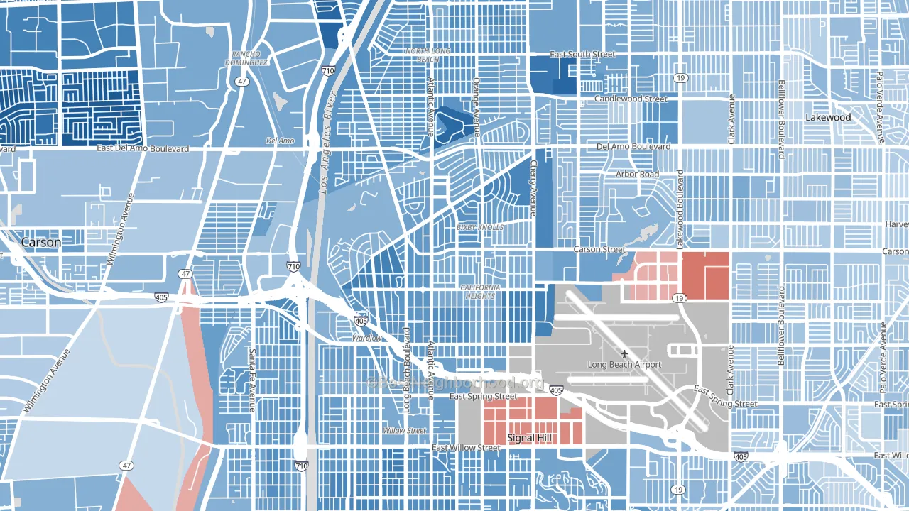 90807, CA block-group political-lean map