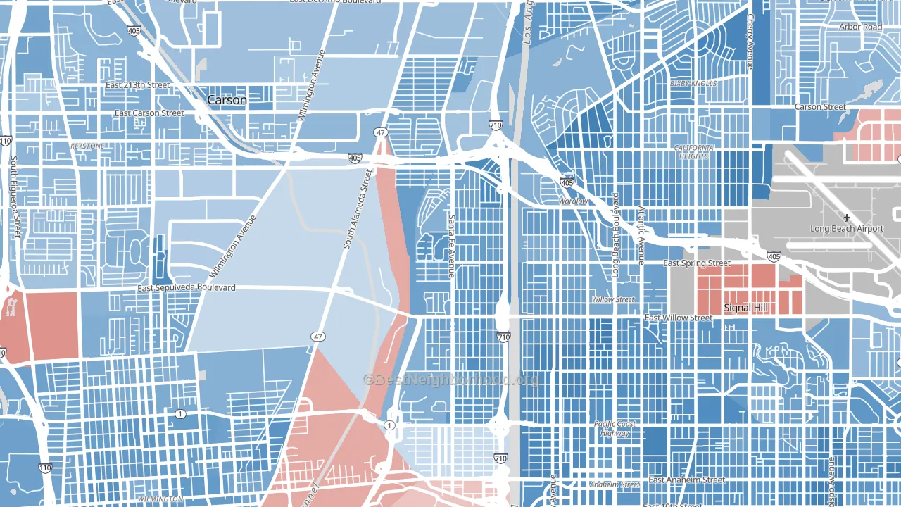 90810, CA block-group political-lean map