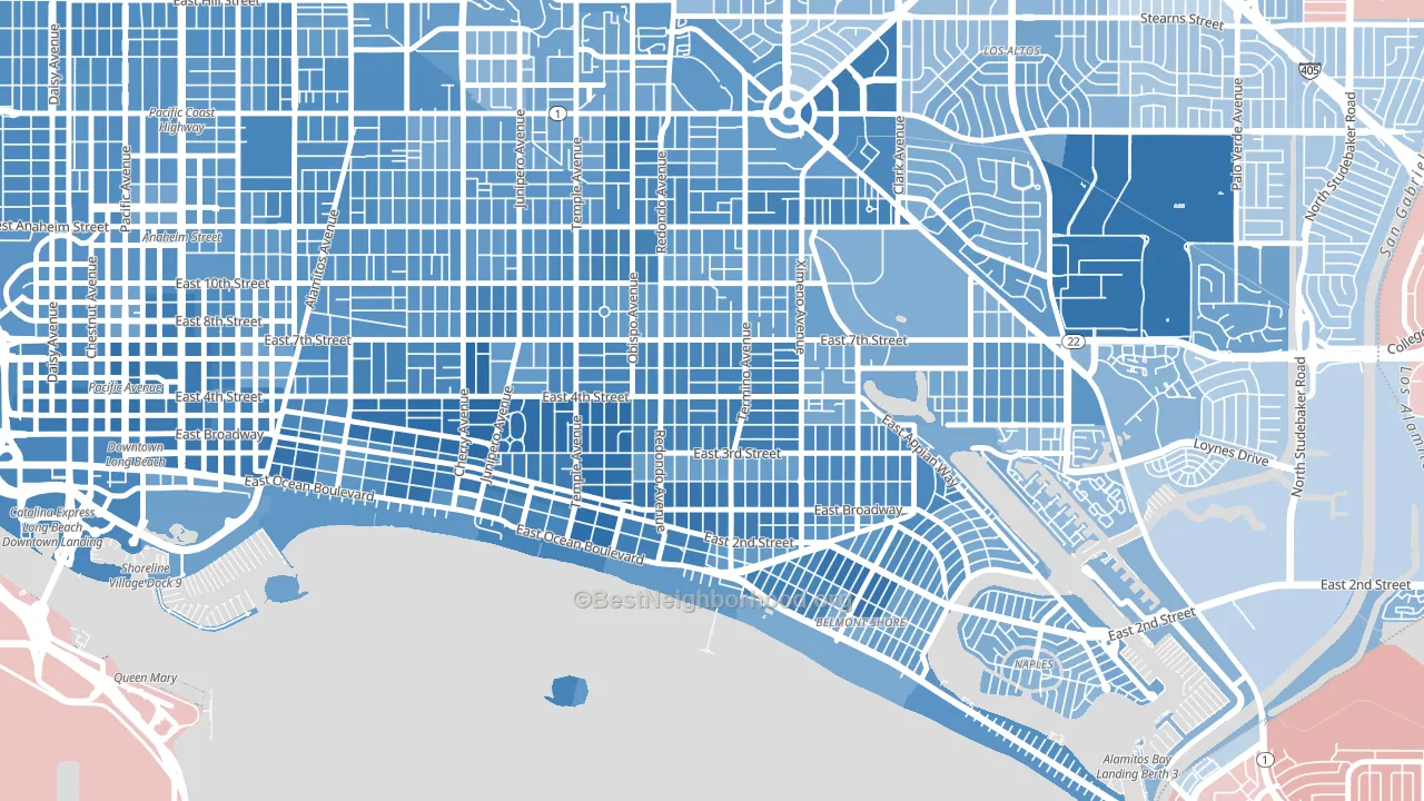90814, CA block-group political-lean map