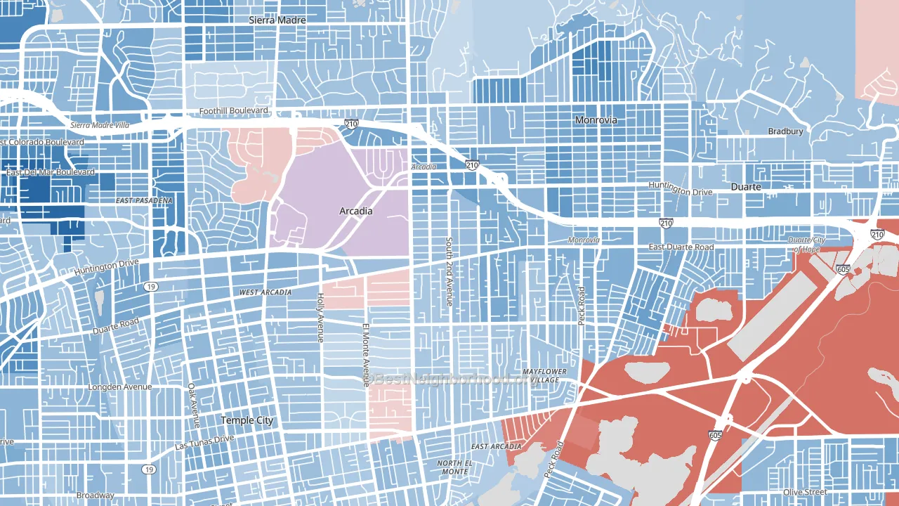 91006, CA block-group political-lean map