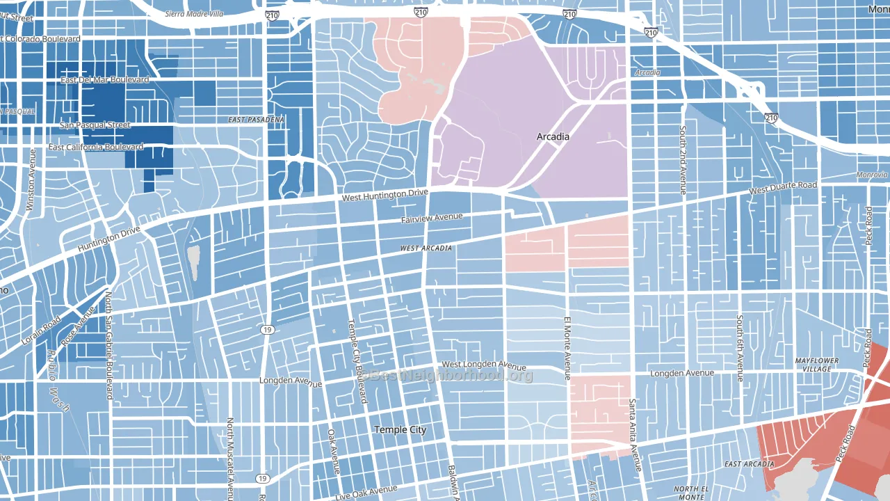 91007, CA block-group political-lean map