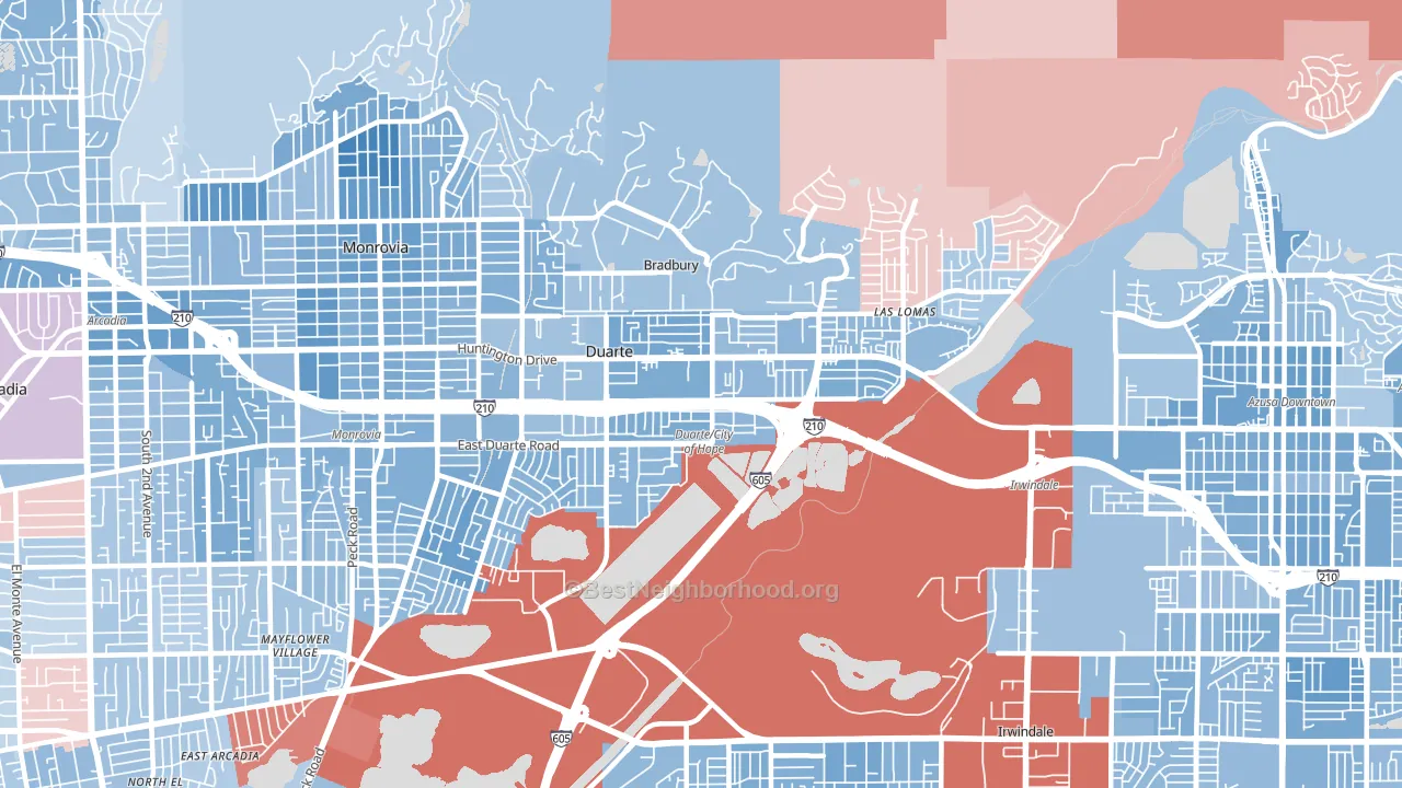 91010, CA block-group political-lean map
