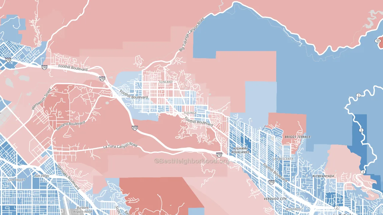 91042, CA block-group political-lean map