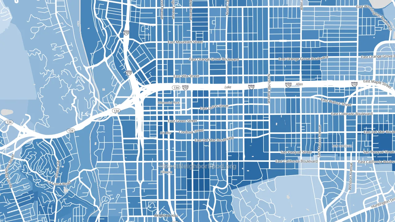 91101, CA block-group political-lean map
