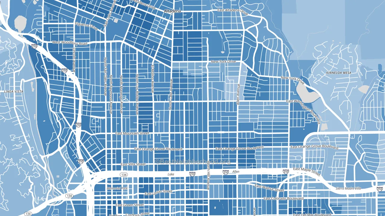 91104, CA block-group political-lean map