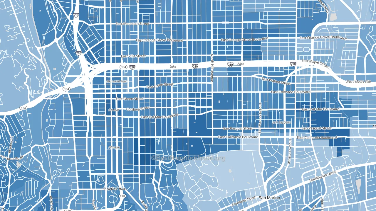 91106, CA block-group political-lean map