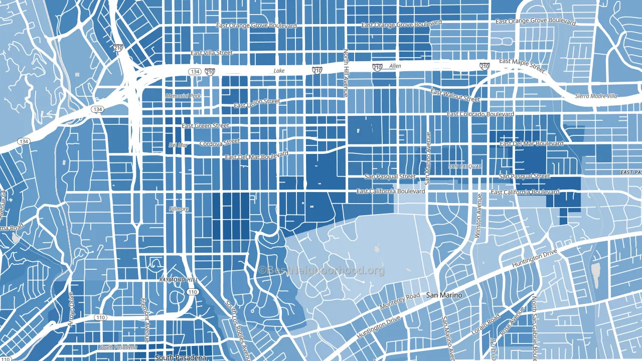 91125, CA block-group political-lean map
