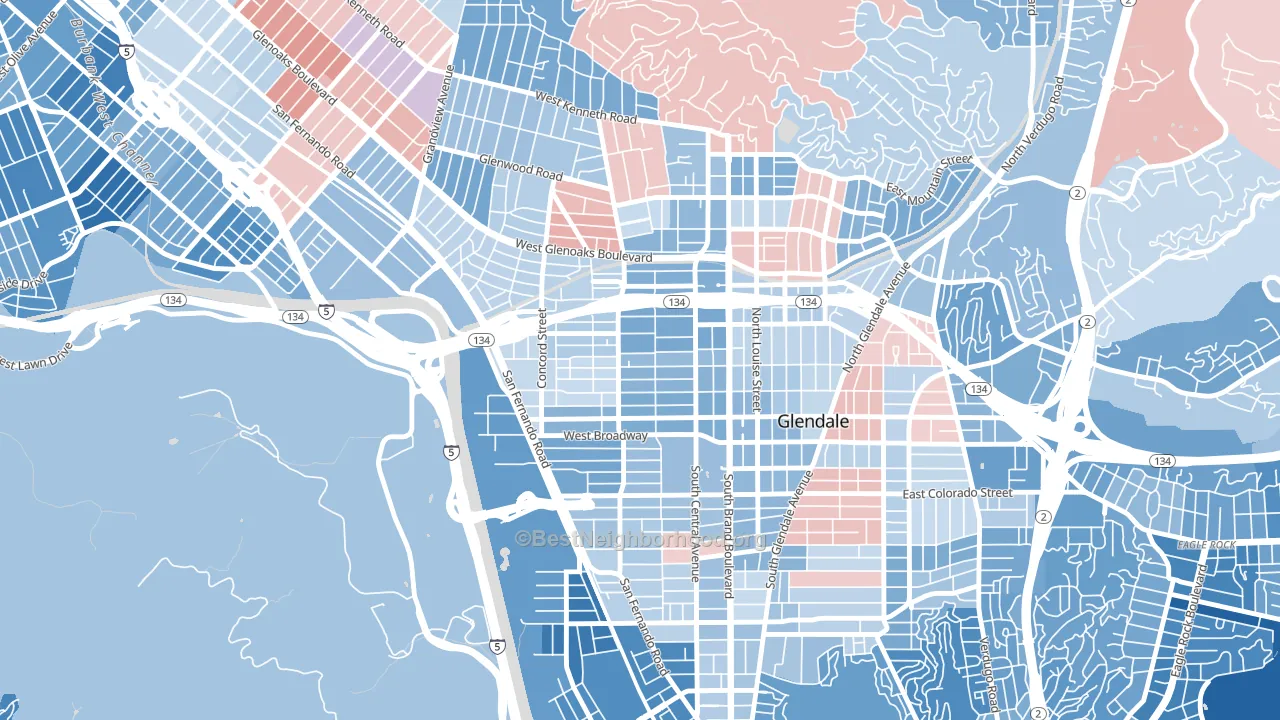 91203, CA block-group political-lean map