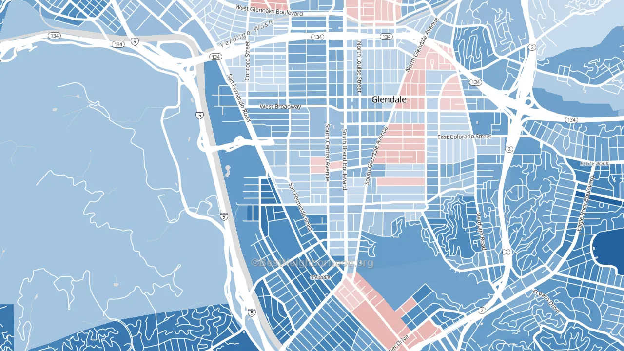 91204, CA block-group political-lean map