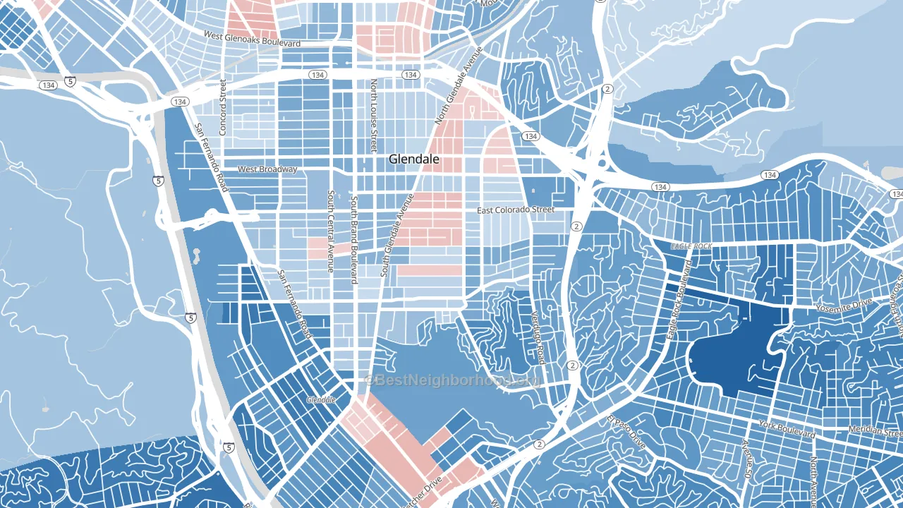 91205, CA block-group political-lean map