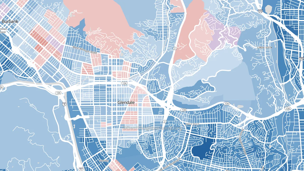 91206, CA block-group political-lean map